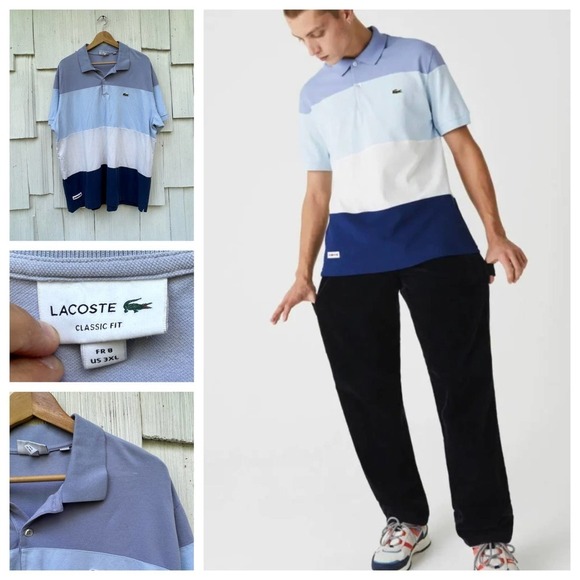 LaCoste Fresh And Light‎ Cotton Piqué Classic Fit Colorblock Polo 3X - Picture 1 of 9